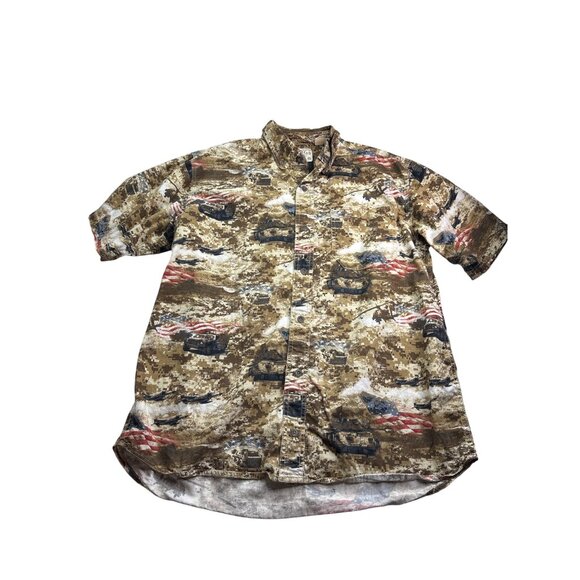 RedHead Brand Co. Mens Camouflage American Flag Button-Up Shirt Size L - Picture 1 of 7